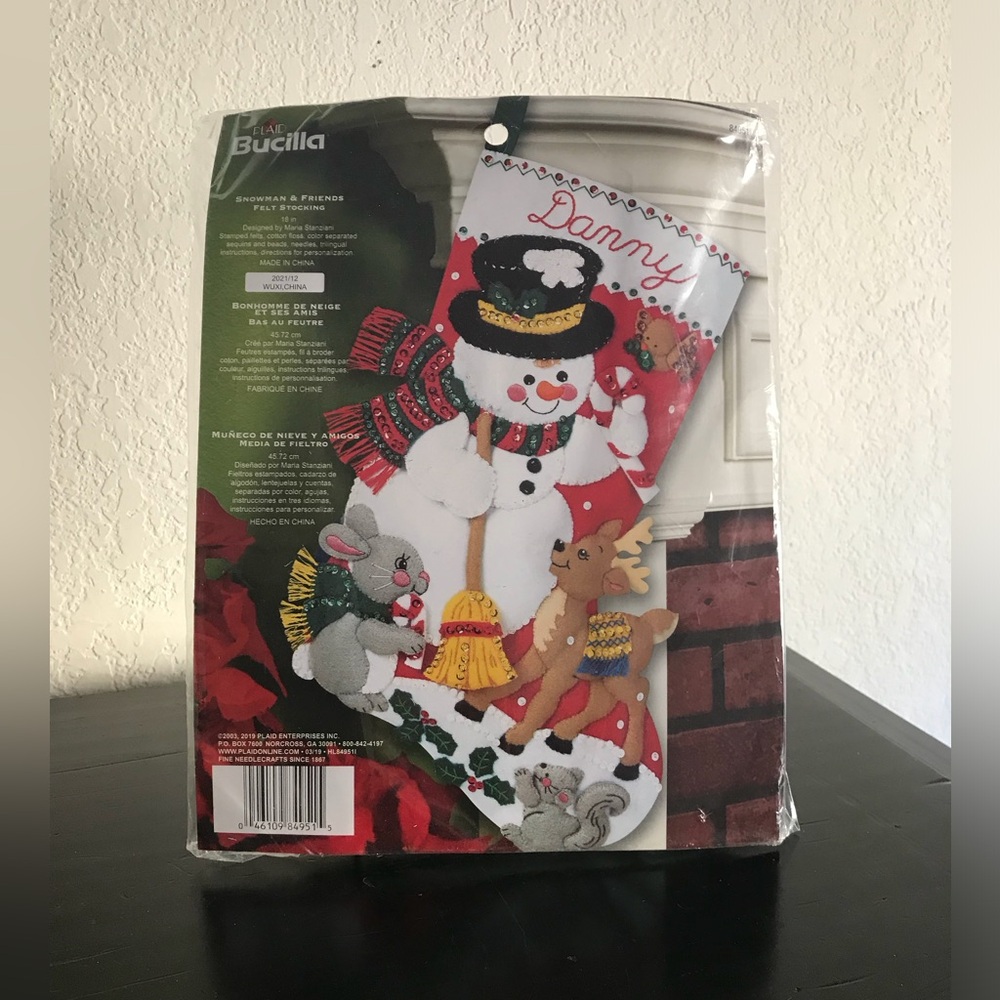Bucilla Snowman and Friends Christmas Stocking Kit 18”